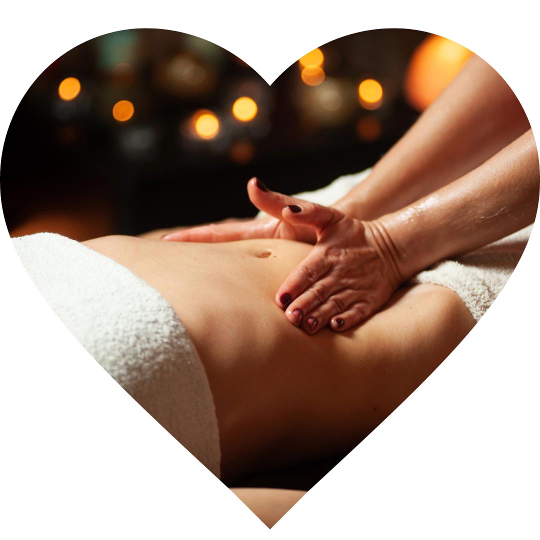 Image in shape of a heart with the image of belly massage